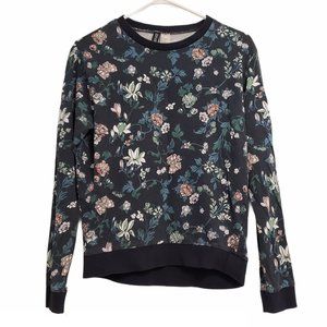 H&M Divided Cotton Navy Floral Crewneck